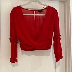 Red Low Cut Blouse